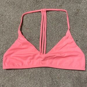 Plumeria Swimwear Pink Strappy Back Bikini Top Size L